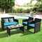 4 Pcs Wicker Conversation Furniture Set Patio Sofa and Table Set
